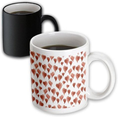 3dRose Pretty Red Hearts-Painted Art Magic Transforming, 11-Ounce Ceramic Mug(60 ml)