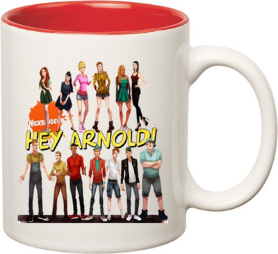 Huppme Hey Arnold Inner Red Ceramic Mug(350 ml), Red;white