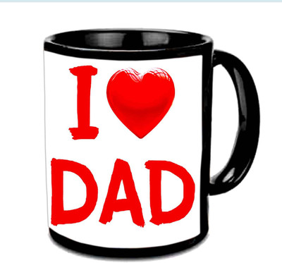 

Raj Laxmi I Love Dad Beautiful Red Design Multicolor Ceramic Mug(350 ml), Black