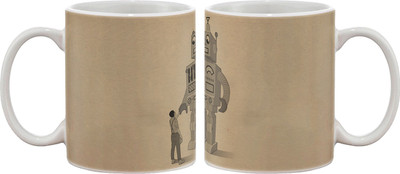 

Artifa Robot Handshakes Man Porcelain, Ceramic Mug(350 ml), Multicolor