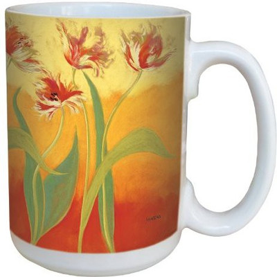 

Tree-Free Greetings Greetings lm43743 Tulips on Yellow and Orange by Nel Whatmore Ceramic, 15-Ounce Ceramic Mug(60 ml), Multicolor