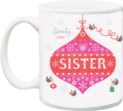 

ME&YOU Present/Gift for Sis; Lovely Sister Printed Coffee Ceramic Mug(325 ml), Multicolor