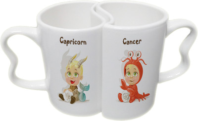 

Ucard Capricorn and Cancer Zodiac Sign Valentines Day Couple Bone China, Ceramic, Porcelain Mug(325 ml), Multicolor