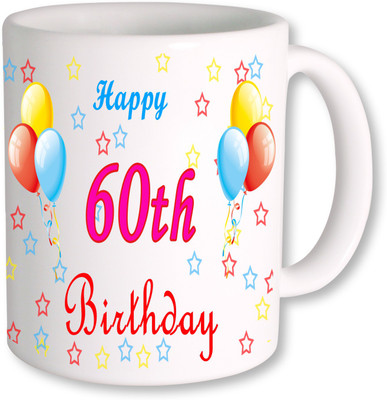 

PhotogiftsIndia 60th Happy Birthday Coffee Ceramic Mug(350 ml), Multicolor