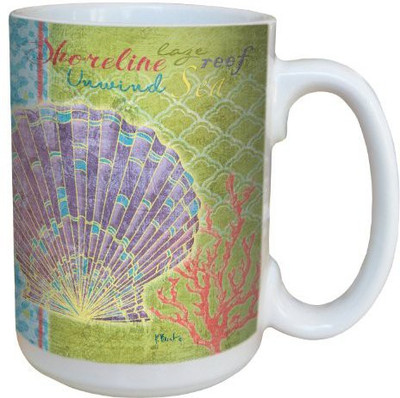 

Tree-Free Greetings Greetings lm43420 Fantasy Scallop Shell by Paul Brent Ceramic with Full-Sized Handle, 15-Ounce Ceramic Mug(60 ml), Multicolor