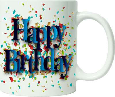 

Maison N Mode Happy Birth Day Splater Coffee Ceramic Mug(330 ml), Multicolor