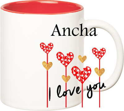 

Huppme I Love You Ancha Inner Red (350 ml) Ceramic Mug(350 ml), Red;white