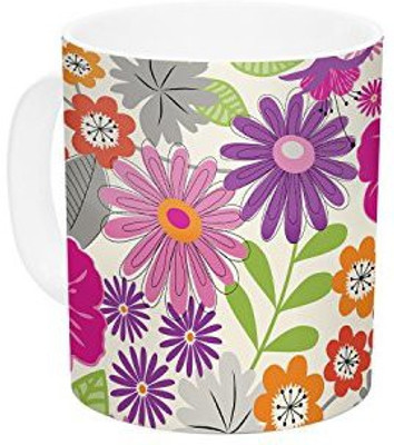 

Kess InHouse InHouse Jacqueline Milton Lula-Tropical Pink White Ceramic Coffee, 11 oz, Multicolor Ceramic Mug(60 ml)