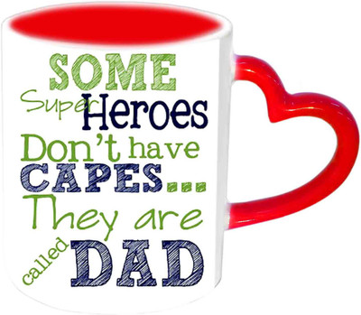 

Raj Laxmi My Superhero ,My Dad Red Heart Handle Ceramic Mug(350 ml)