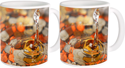 

Heyworlds gifts for water in stone design 12 Ceramic Mug(325 ml, Pack of 2), Multicolor