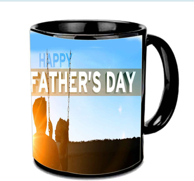 

Raj Laxmi Very Nice Sunset View Fathers Day Wishes Multicolor Ceramic Mug(3.5 ml), Black