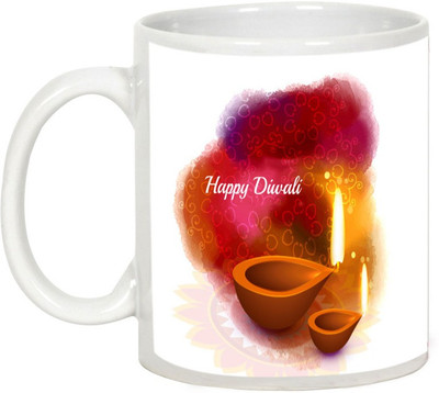 

AllUPrints Gifts For Deepawali - Happy Diwali Lights Design 13 Ceramic Mug(325 ml), White