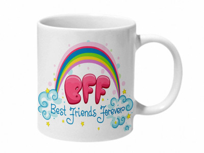 

Mooch Wale Best Friends Forvever Rainbow Ceramic Mug(325 ml), Multicolor