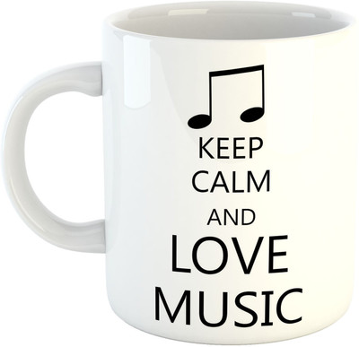 

Deeher Gifts Keep Calm And Love Music Ceramic Mug(330 ml), Multicolor