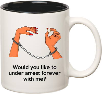 

HuppmeGift Love Arrest Inner Black Ceramic Mug(350 ml), Black;white