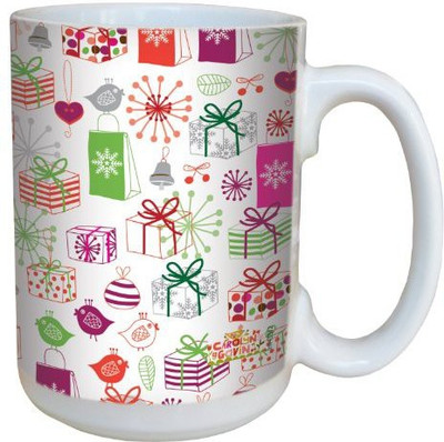 

Tree-Free Greetings Greetings lm43512 Whimsical Christmas Presents by Carolyn Gavin Ceramic with Full-Sized Handle, 15-Ounce Ceramic Mug(60 ml), Multicolor