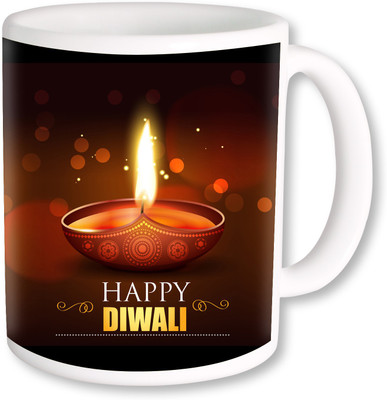 

PhotogiftsIndia Traditional Diya With Happy Diwali Coffee Ceramic Mug(325 ml), Multicolor