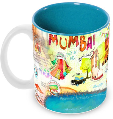

Tuelip Beautiful Scene Mumbai Printed Inner Blue For Tea And Coffee Ceramic Mug(350 ml), Multicolor