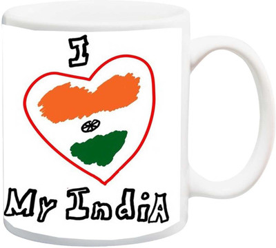 

ME&YOU I Love My India Drawing Printed Ceramic Mug(325 ml), Multicolor