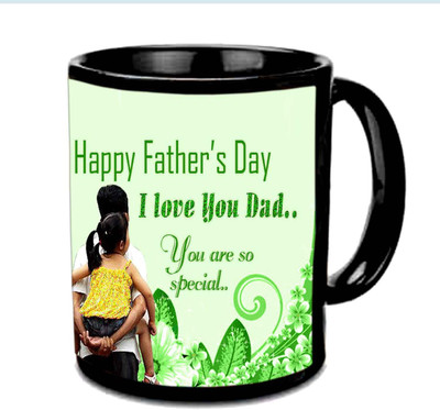 Raj Laxmi Caring Dad With His Princess Fathers day Wishes Multicolor Ceramic Mug(350 ml), Black