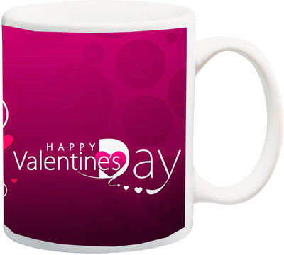 

ME&YOU Happy Valentines Day Pink Background Printed Ceramic Mug(325 ml), Multicolor