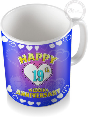 

SKY TRENDS 19th Happy Wedding Anniversary Coffee Ceramic Mug(3.2 ml), White
