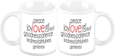 

Homesogood Love Brings Peacefulness(Set Of 2) Ceramic Mug(325 ml, Pack of 2)
