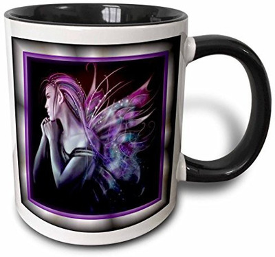 

3dRose mug_21285_4 Mystical Fairy Two Tone Black, 11 oz, Black/White Ceramic Mug(60 ml), Multicolor