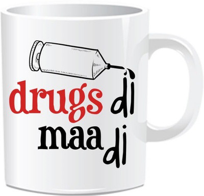 

Urban Turban Drugs Di Maa Di Ceramic Mug(250 ml), White