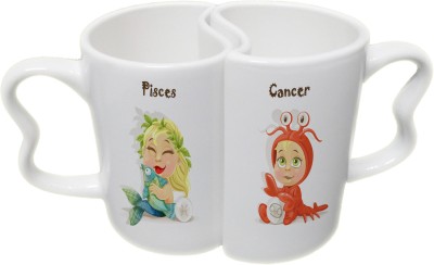 

Ucard Pisces and Cancer Zodiac Sign Couple Bone China, Ceramic, Porcelain Mug(325 ml), Multicolor