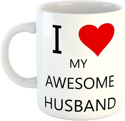 

Deeher Gifts I Love My Awesome Husband Ceramic Mug(330 ml), Multicolor