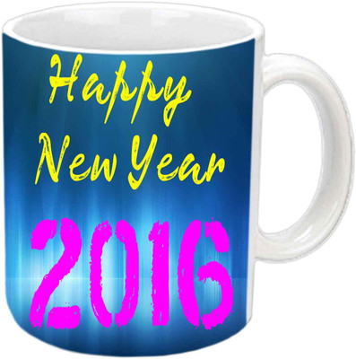 

Raj Laxmi New year white blue Ceramic Mug(350 ml)