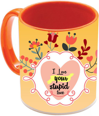 

SKY TRENDS Valentine Gift for Girlfriend Love Printed I Love U Forever Perfect for Her Him Wife Fiance Anniversary And Birthday STGD228 Ceramic Mug(325 ml), Orange