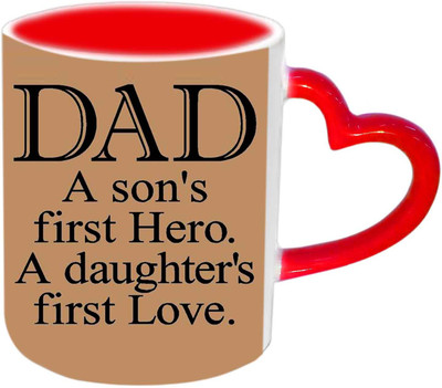 

Raj Laxmi Nice Short Quote About Father Red Heart Handle Ceramic Mug(350 ml)