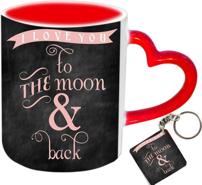 

Raj Laxmi love moon keyring red handle valentine Ceramic Mug(350 ml)