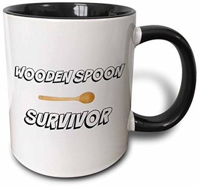 

3dRose mug_220113_4 Wooden Spoon Survivor, with Picture of a Wooden Spoon Two Tone Black, 11 oz, Black/White Ceramic Mug(60 ml), Multicolor