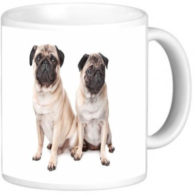 

Rikki Knight LLC Knight Ceramic Coffee, Two Pug Dogs Ceramic Mug(60 ml), Multicolor