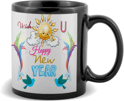 

SKY TRENDS Happy new year sun wishing happy new year gifts for boyfriend girlfriend friend Ceramic Mug(320 ml), Black