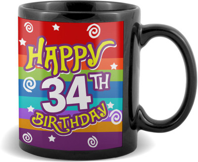 

SKY TRENDS Happy 34th Birthday Black Coffee Ceramic Mug(320 ml)