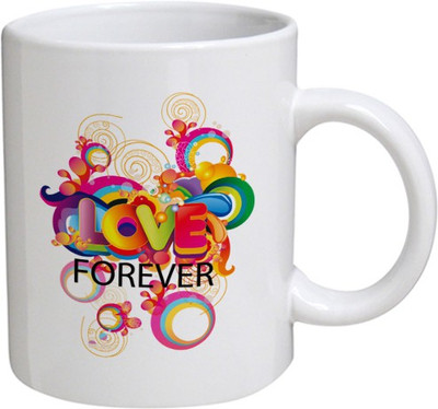 

My Bestow Love Forever - MyBestow White Plain Coffee Ceramic Ceramic Mug(320 ml), Multicolor