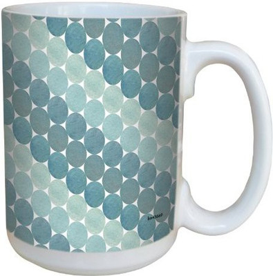

Tree-Free Greetings Greetings lm43669 Funky Blue Oval Stripes by Shell Rummel Ceramic with Full-Sized Handle, 15-Ounce, Multicolored Ceramic Mug(60 ml), Multicolor