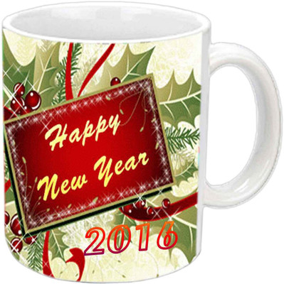 

Raj Laxmi New year well wishes white cup Ceramic Mug(350 ml)