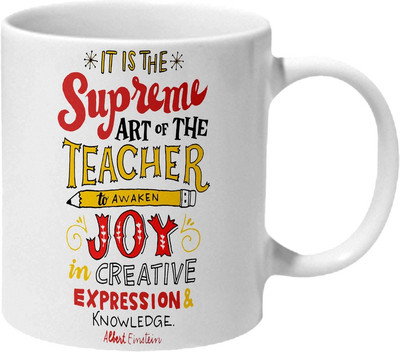 

Mooch Wale The Supreme Art Of The Teacher Albert Einstein Quote Ceramic Mug(325 ml), Multicolor