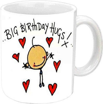 

Raj Laxmi Big B'day Hugs White Ceramic Mug(3.5 ml)