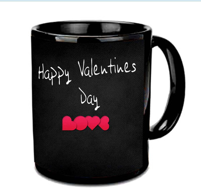 

Raj Laxmi Heart love valentine black Ceramic Mug(350 ml)