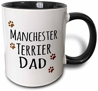 

3dRose mug_153947_4 Manchester Terrier Dog Dad Doggie by Breed Muddy Brown Paw Prints Doggy Lover Pet Owner Love Two Tone Black, 11 oz, Black/White Ceramic Mug(60 ml)