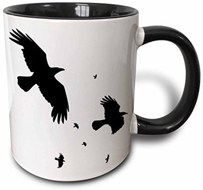 

3dRose mug_78697_4 A Murder of Crows Animal, Bird, Birds, Crow, Halloween, Myth, Mythological, Mythology, Silhouette Two Tone Black, 11 oz, Black/White Ceramic Mug(60 ml), Multicolor