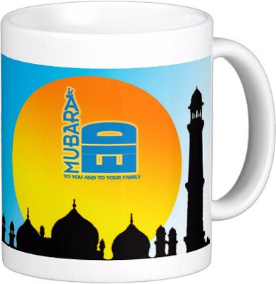 

Exoctic Silver Eid Mubarak AB007 Ceramic Mug(300 ml), Multicolor