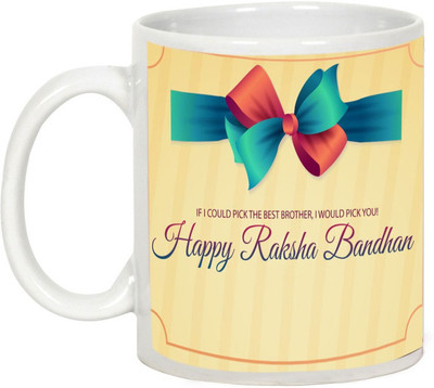 

AllUPrints Rakshabandhan Gifts - Happy Rakhi My Handsome Brother Ceramic Mug(325 ml), White