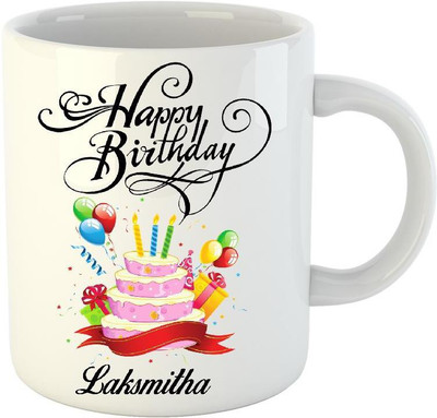 

Huppme Happy Birthday Laksmitha White (350 ml) Ceramic Mug(350 ml)